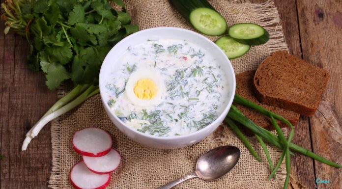 Вкусная окрошка на кефире «Пикантная»
