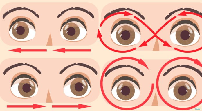 Упражнение для глазодвигательных мышц, чтобы снимать напряжение в шее